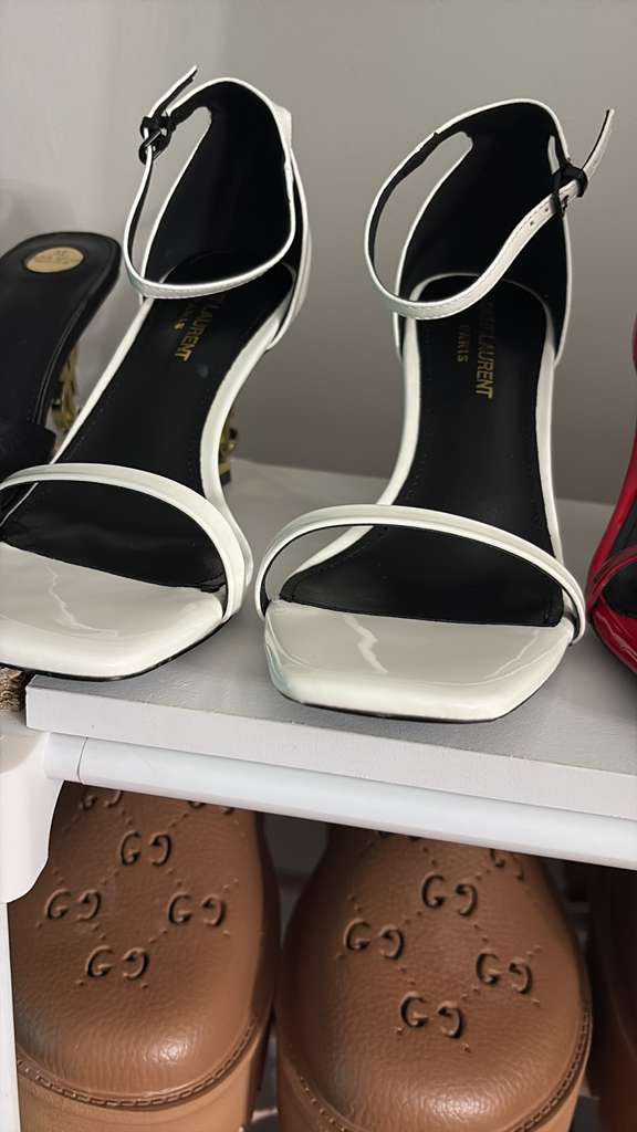 Sandalias de Tacón Blancas de Charol para Mujer